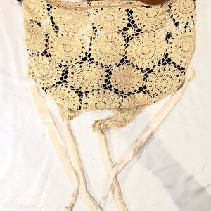 Free People Crochet Fringe Bag in Cream